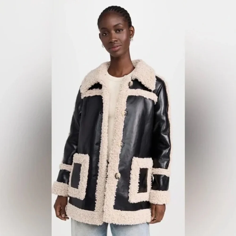 NWT 7 For All Mankind Faux Sherpa Faux Leather Jacket - Picture 2 of 10